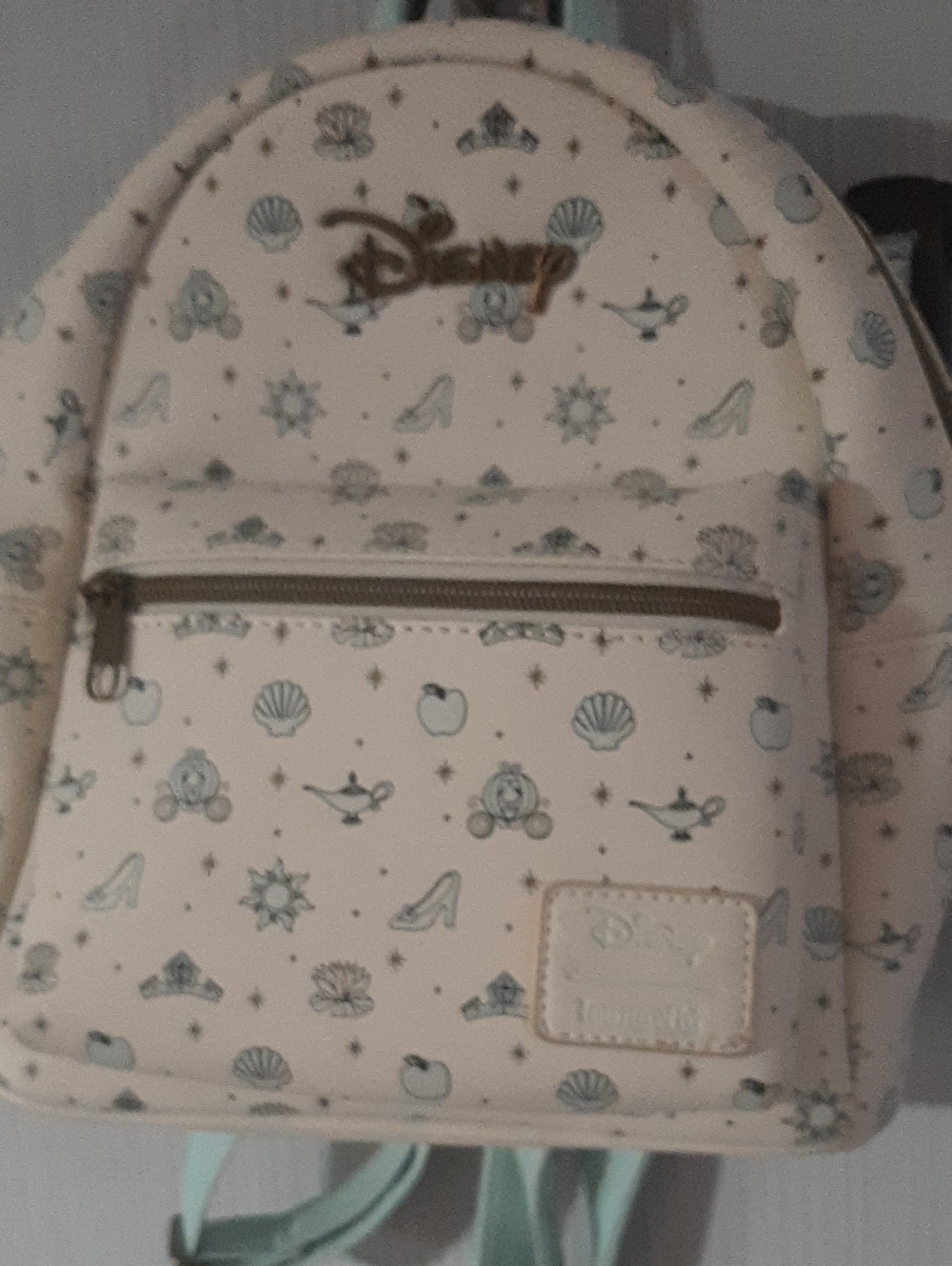 Disney Cream and Mint Princess Pattern Mini Backpack